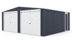 Garage double 637x513cm en acier galvanisé gris anthracite avec portes enroulables – Image 13