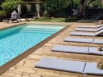 Piscine bois rectangulaire Lenny avec plage et escalier