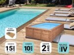 Piscine bois rectangulaire Lenny avec plage et escalier – Image 4