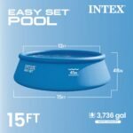 Kit piscine hors sol extérieure, PVC et acier, bleu, montage facile avec échelle, couverture, pompe de filtration GFCI 1000 GPH et 6 réservoirs – Image 5