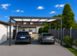 Carport Aluminium Autoporté Toit Plat H3 Panneaux Sandwich Isolant 32mm Abri Voiture & Camping Car Sur Mesure À Chaque Poteau (Recommandé), Canon PVC