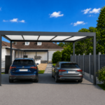 Carport Aluminium Autoporté Toit Plat H3 Panneaux Sandwich Isolant 32mm Abri Voiture & Camping Car Sur Mesure À Chaque Poteau (Recommandé), Canon PVC