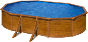GRE Piscine acier Gré aspect bois Pacific ovale Dimension