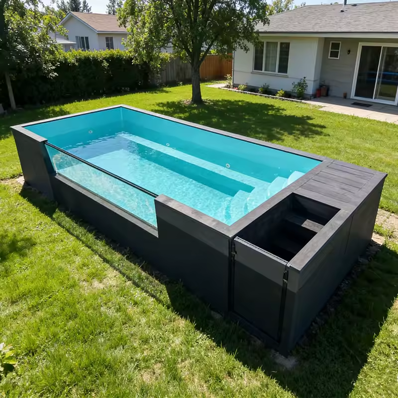 download - 2026-07-13T112318.682 Piscine hors sol de grande taille (40 pieds/20 pieds) en WPC de style familial de haute qualité, piscine extérieure préfabriquée en fibre de verre – Image 1