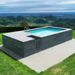 Piscine hors sol de grande taille (40 pieds/20 pieds) en WPC de style familial de haute qualité, piscine extérieure préfabriquée en fibre de verre – Image 4