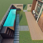Piscine hors sol de grande taille (40 pieds/20 pieds) en WPC de style familial de haute qualité, piscine extérieure préfabriquée en fibre de verre – Image 3
