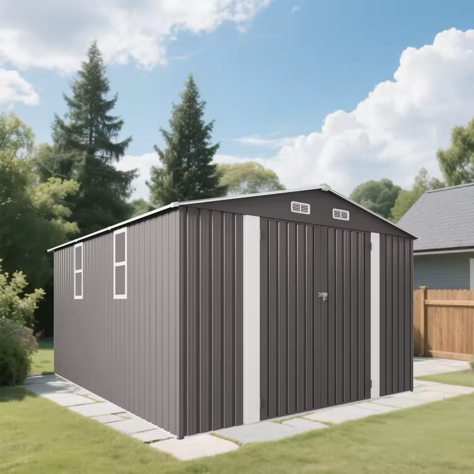 download - 2026-07-14T182442.613 Abri de jardin en métal SUSUA (10 x 12 pi) – Abri de rangement extérieur avec double porte et deux fenêtres, étanche, pour jardin, terrasse ou pelouse – Image 1