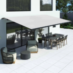 Store banne 6 x 4 mètres, modèle Premium avec semi-coffre, 6000 x 4000 mm, gris clair, avec commande manuelle à manivelle, configurer individuellement – Image 9