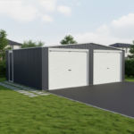 Garage double 637x513cm en acier galvanisé gris anthracite avec portes enroulables – Image 12