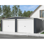 Garage double 637x513cm en acier galvanisé gris anthracite avec portes enroulables – Image 11
