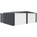 Garage double 637x513cm en acier galvanisé gris anthracite avec portes enroulables – Image 8