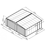 Garage double 637x513cm en acier galvanisé gris anthracite avec portes enroulables – Image 5