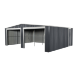 Garage double 637x513cm en acier galvanisé gris anthracite avec portes enroulables – Image 9