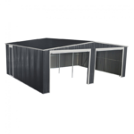 Garage double 637x513cm en acier galvanisé gris anthracite avec portes enroulables – Image 4