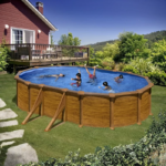 Piscine acier Mauritius 5x3x1,32m ovale aspect bois – Image 4