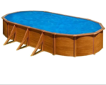 Piscine acier Mauritius 5x3x1,32m ovale aspect bois