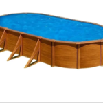 Piscine acier Mauritius 5x3x1,32m ovale aspect bois