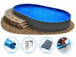Piscine en acier enterrée et semi-enterrée ovale Ibiza paroi 0,6 mm avec liner