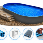 Piscine en acier enterrée et semi-enterrée ovale Ibiza paroi 0,6 mm avec liner
