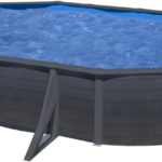 Gre Piscine acier gris anthracite Louko ovale 6,34 x 3,99 x 1,22 m