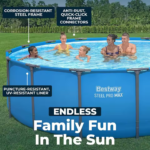 Piscine hors-sol ronde 15 pi x 48 po, structure métallique extérieure, bleue – Image 5