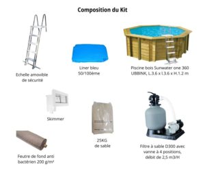 Ubbink Piscine bois Sunwater 3,60 x h1,20m Coloris du liner – Image 4