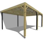 Ma Pergola Bois Carport bois • • adossée • sens largeur • livraison comprise - 6m x 4m