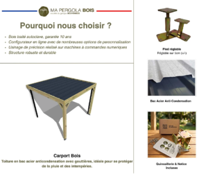 Ma Pergola Bois Carport bois • • adossée • sens largeur • livraison comprise - 6m x 4m – Image 6