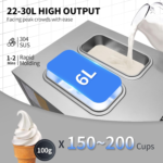 Machine à Crème Glacée Molle de Comptoir VEVOR 22-30 L/h Sorbetière à Glace Pré-Réfrigération Décongélation en Un Clic avec 2 Trémies et 2+1 Saveurs – Image 3