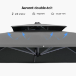 Pininfarina Parasol luxe déporté 3 x 3 m gris – Image 3