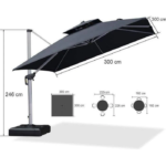 Pininfarina Parasol luxe déporté 3 x 3 m gris – Image 7