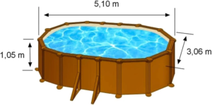 GRE Piscine acier Gré aspect bois Pacific ovale Dimension – Image 6