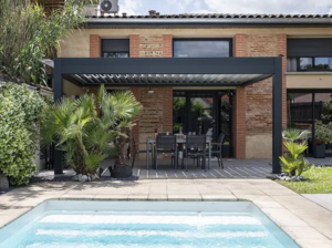 Pergola Bioclimatique Aluminium H2 Adossée Lames Orientables Parallèles Électrique (Moteur Vérin Télécommande) Sur Mesure À Chaque Poteau (Recommandé – Image 8
