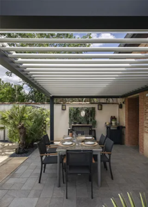 Pergola Bioclimatique Aluminium H2 Adossée Lames Orientables Parallèles Électrique (Moteur Vérin Télécommande) Sur Mesure À Chaque Poteau (Recommandé – Image 2
