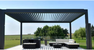 Pergola Bioclimatique Aluminium H2 Adossée Lames Orientables Parallèles Électrique (Moteur Vérin Télécommande) Sur Mesure À Chaque Poteau (Recommandé – Image 3