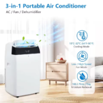 Climatiseur portable 14 000 BTU, unité de refroidissement 3-en-1 sur pied avec ventilateur et déshumidificateur, télécommande et mode nuit. – Image 4
