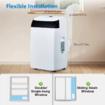 Climatiseur portable 14 000 BTU, unité de refroidissement 3-en-1 sur pied avec ventilateur et déshumidificateur, télécommande et mode nuit. – Image 2
