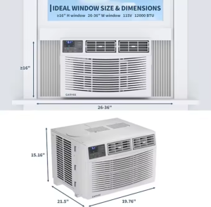 Climatiseur de fenêtre 12 000 BTU avec Wi-Fi et télécommande, capacité de refroidissement jusqu'à 550 pi², 115 V, pour pièces – Image 5