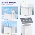 Climatiseur portable 12 000 BTU avec télécommande, unité autonome avec fonction de refroidissement intégrée – Image 6