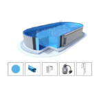Piscine enterrée ovale Ibiza 4,16x10x1,50m kit complet avec filtre à sable