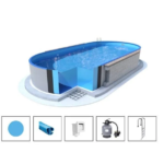 Piscine enterrée ovale Ibiza 4,16x10x1,50m kit complet avec filtre à sable