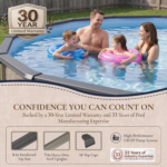 Ensemble de piscine hors terre ronde Blue Wave Riviera (diamètre de 54 po) avec paroi en métal et margelles supérieures de 8 po – Image 8