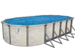 Piscine hors-sol ovale Boreal 14 pi x 20 pi x 52 po – Inclut un liner bleu de calibre 20 et un skimmer traversant