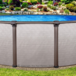 Piscine hors-sol ronde Melenia de 27 pi x 54 po – Dotée de margelles supérieures couleur bronze métallisé