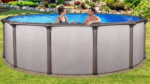 Piscine hors-sol ronde Melenia de 27 pi x 54 po – Dotée de margelles supérieures couleur bronze métallisé – Image 7