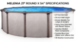 Piscine hors-sol ronde Melenia de 27 pi x 54 po – Dotée de margelles supérieures couleur bronze métallisé – Image 2
