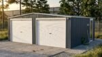 Garage double 637x513cm en acier galvanisé gris anthracite avec portes enroulables – Image 15