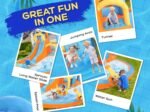 Parc aquatique gonflable 5 en 1, comprenant un toboggan aquatique gonflable avec souffleur d'air, un mur d'escalade, une zone de double saut, une pataugeoire, un canon à eau, etc. – Image 4
