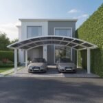 Carport double 30m² en aluminium laqué Blanc et polycarbonate transparent EAGLE